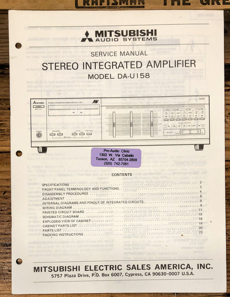 Mitsubishi DA-U158 Amplifier  Service Manual *Original*