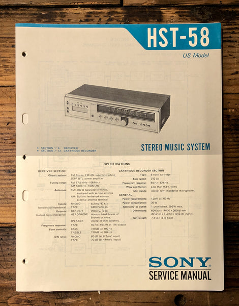 Sony HST-58 Stereo  Service Manual *Original*