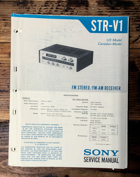 Sony STR-V1 Receiver  Service Manual *Original*