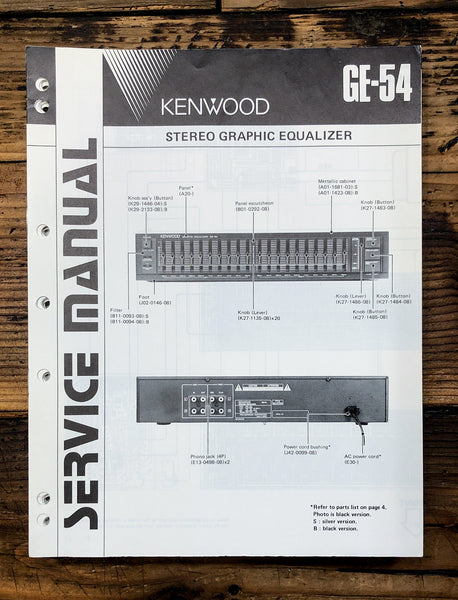 Kenwood GE-54 Equalizer  Service Manual *Original*