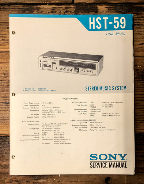Sony HST-59 Stereo  Service Manual *Original*