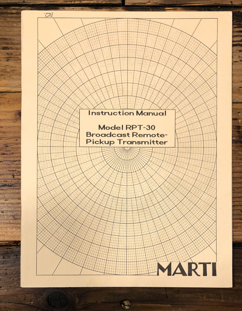 Marti RPT-30 Broadcast Transmitter Owners / User Manual *Original*