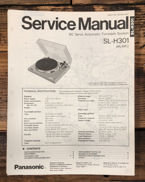 Technics SL-H301 Turntable Service Manual *Original*