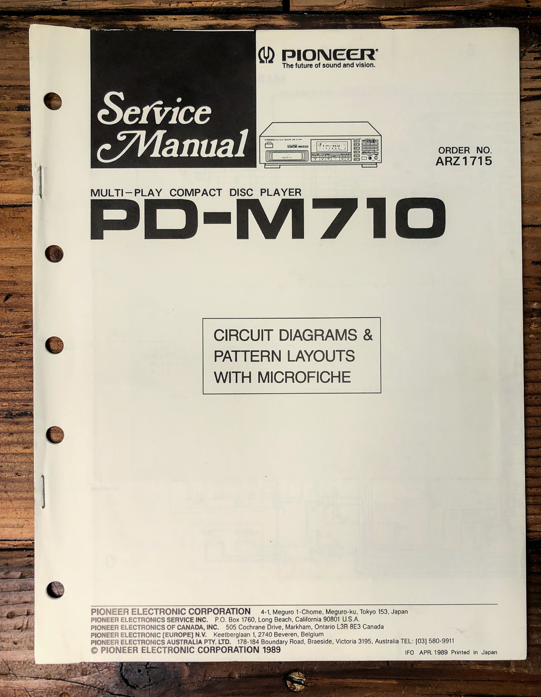 Pioneer PD-M710 CD Changer Service Manual *Original*