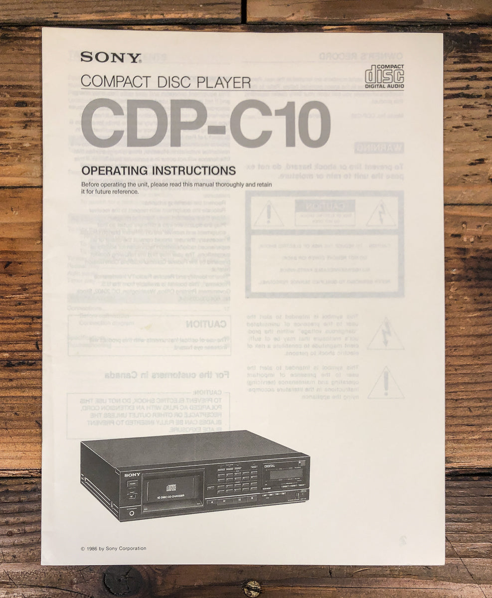 Sony CDP-C10 CD Player Owners / User Manual *Original*