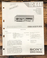 Sony TC-K44 Cassette Prelim. Service Manual *Original*