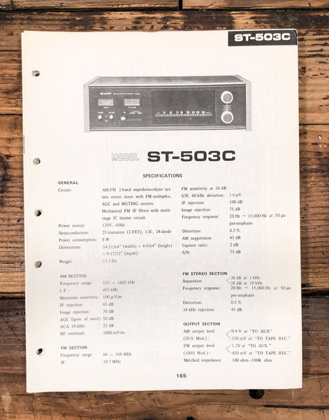Sharp ST-503C Tuner  Service Manual *Original*