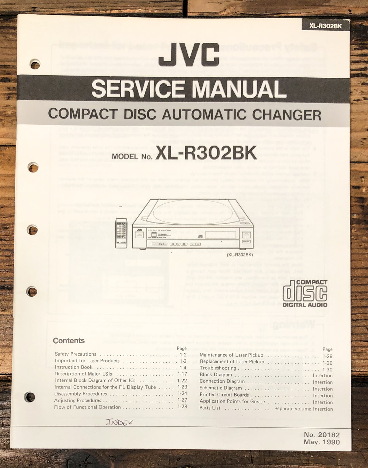 JVC XL-R302 CD Changer Service Manual *Original*