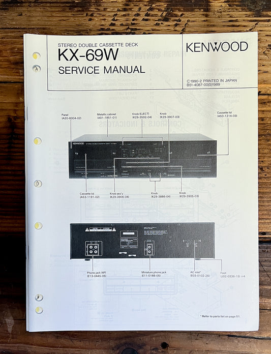 Kenwood KX-69W Cassette Service Manual *Original*