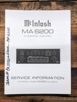 McIntosh MA6200 MA6200 Amplifier  Service Manual *Original*