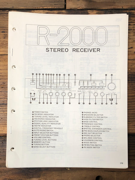 Yamaha R-2000 Receiver  Service Manual *Original*