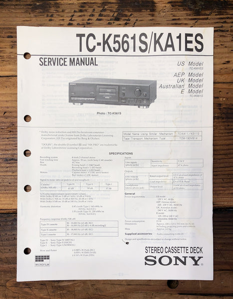 Sony TC-K561S TC-KA1ES Cassette  Service Manual *Original*