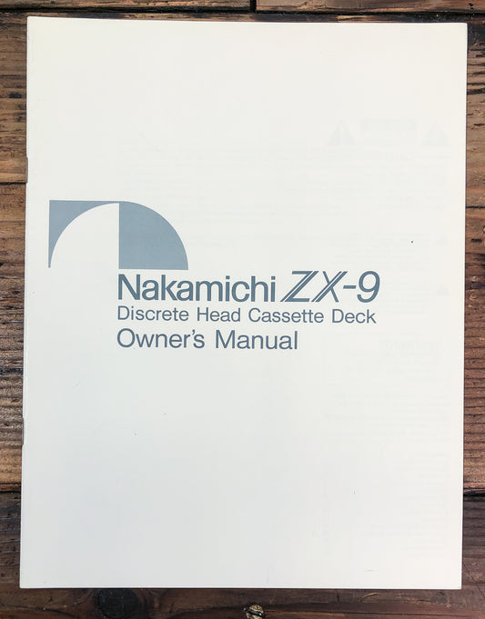 Nakamichi ZX-9 Cassette Service Manual *Original*