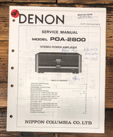 Denon POA-2800 Amplifier Service Manual *Original*