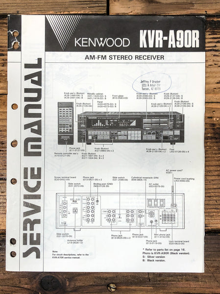 Kenwood KVR-A90R Receiver Service Manual *Original*