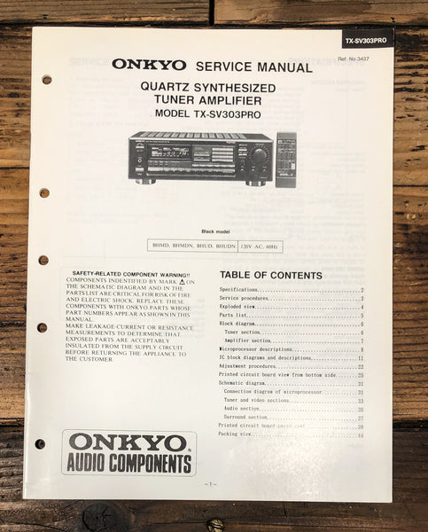 Onkyo TX-SV303PRO Receiver Service Manual *Original*