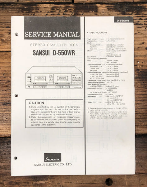 Sansui D-550WR Cassette  Service Manual *Original*