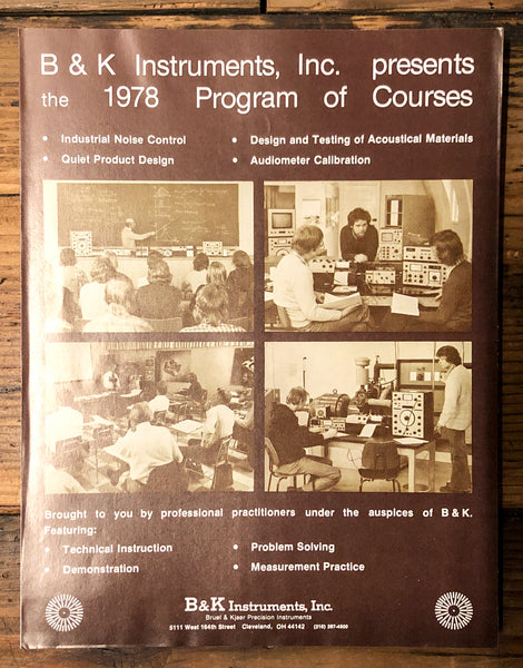 B&K Instruments Progam Courses  3pg Dealer Brochure *Orig*