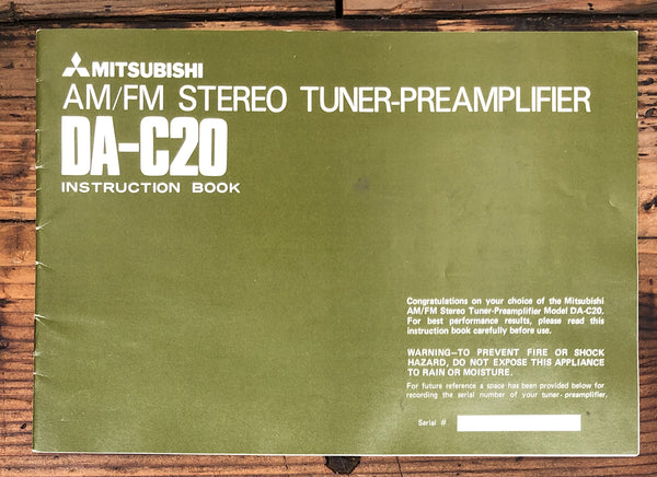Mitsubishi DA-C20 Tuner Preamp  Owner / User Manual *Original*