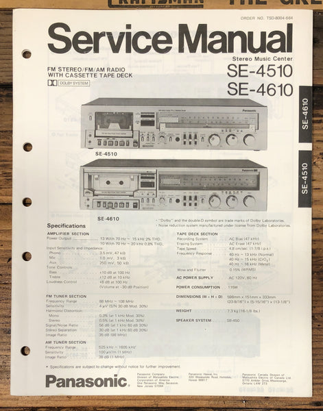 Technics SE-4510 SE-4610 Stereo Service Manual *Original*
