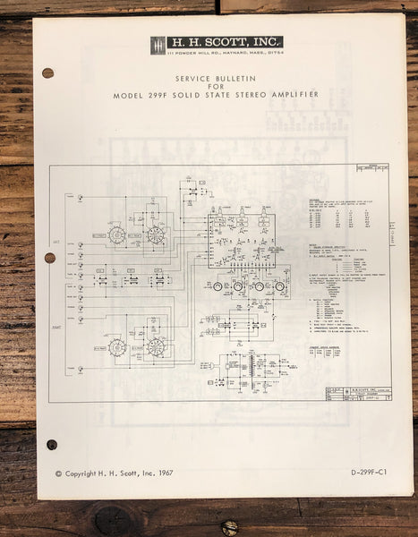 HH Scott Model 299F Amplifier Service Manual *Original*