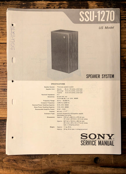Sony SSU-1270 Speaker  Service Manual *Original*