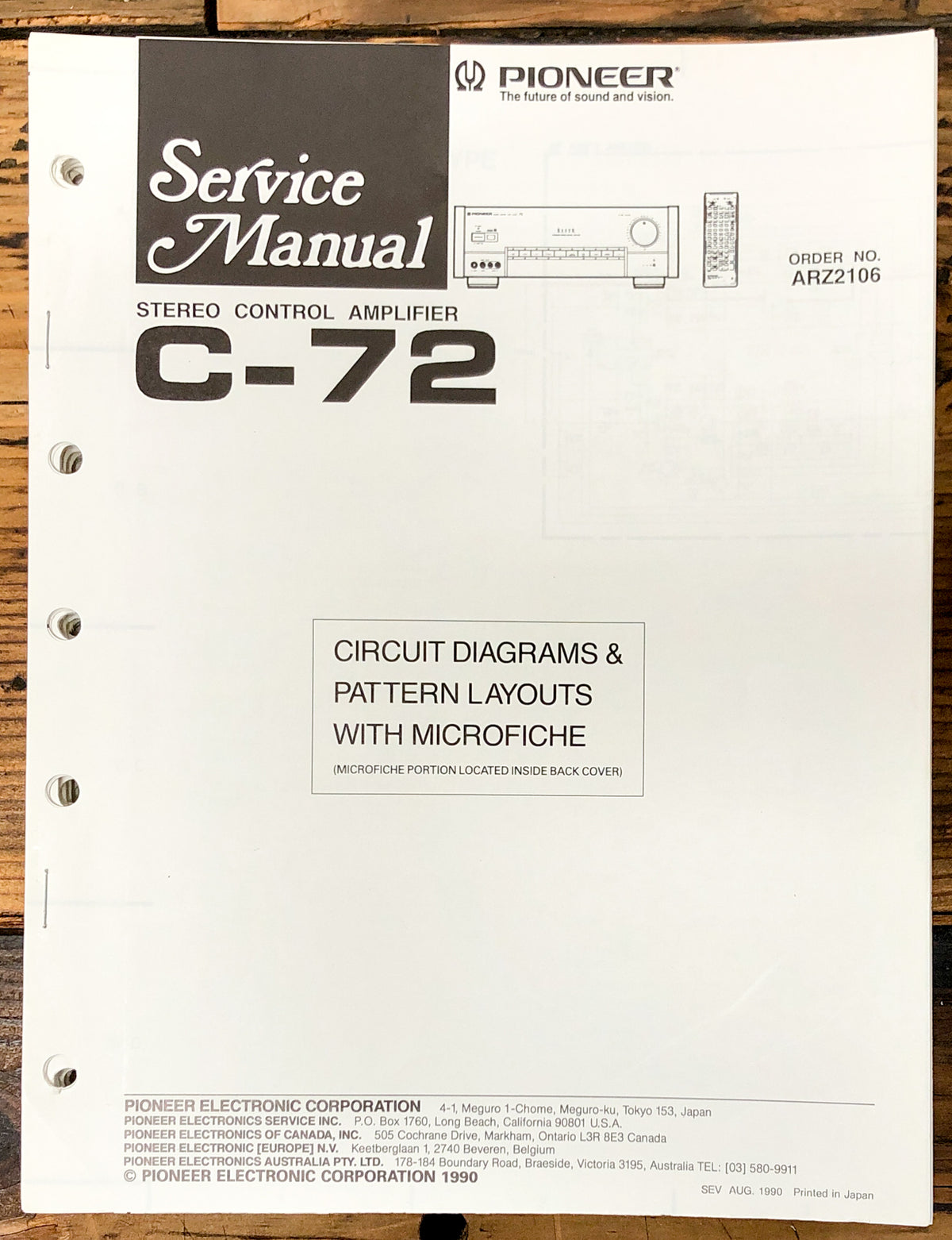 Pioneer C-72 Preamp / Preamplifier Service Manual *Original*