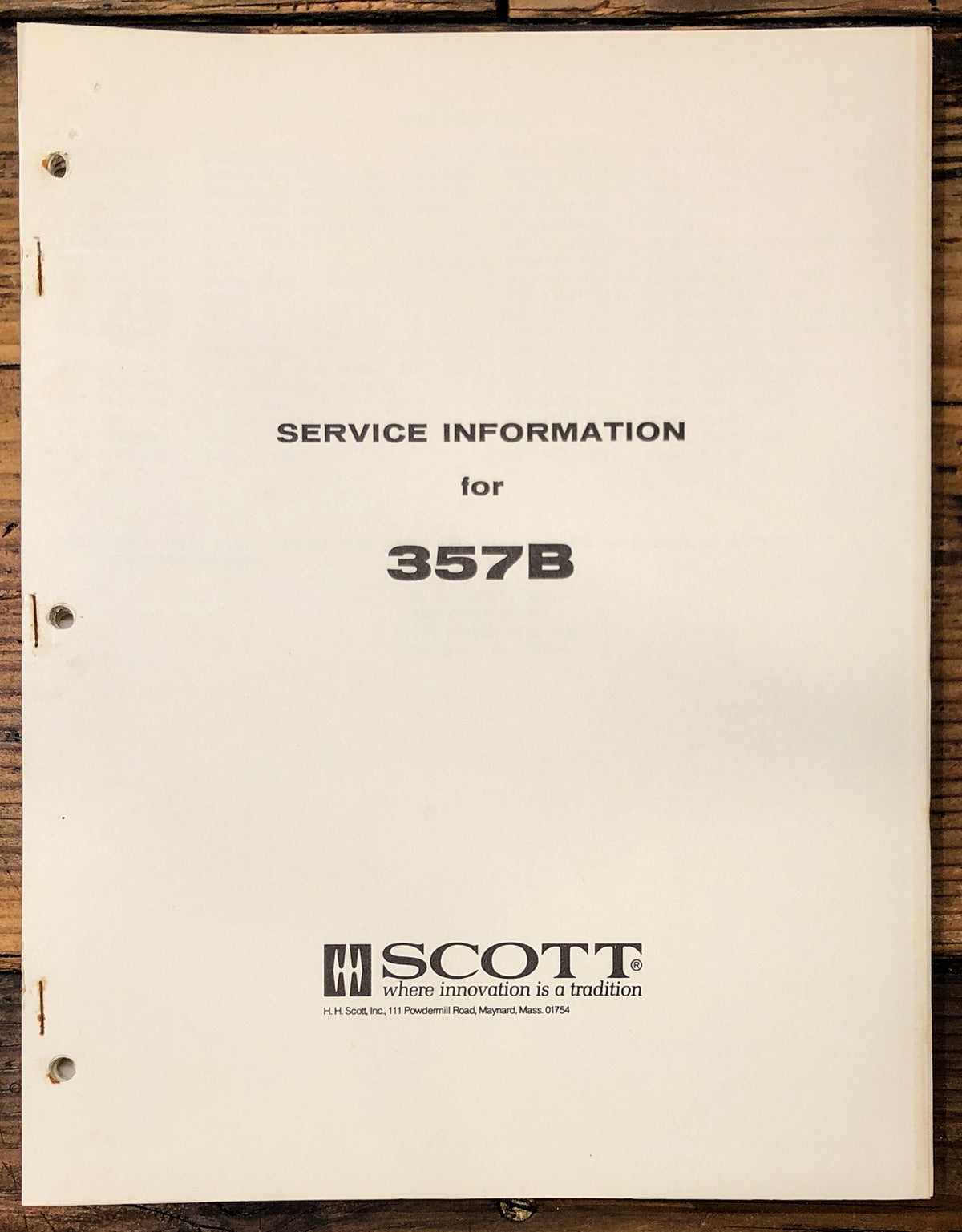 Scott Model 357B Receiver  Service Manual *Original*