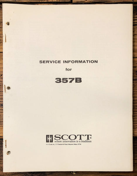 Scott Model 357B Receiver  Service Manual *Original*