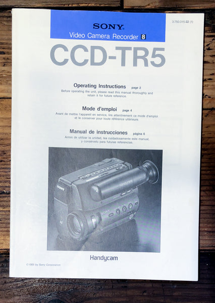 Sony CCD-TR5 Video Camera  Owner / User Manual *Original*