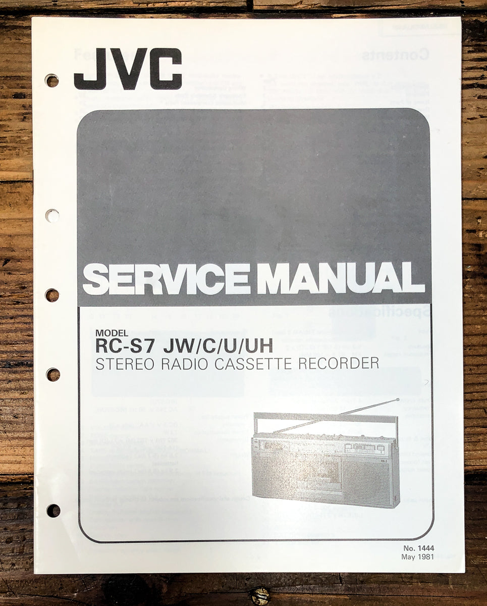 JVC RC-S7 Radio Cassette Service Manual *Original*