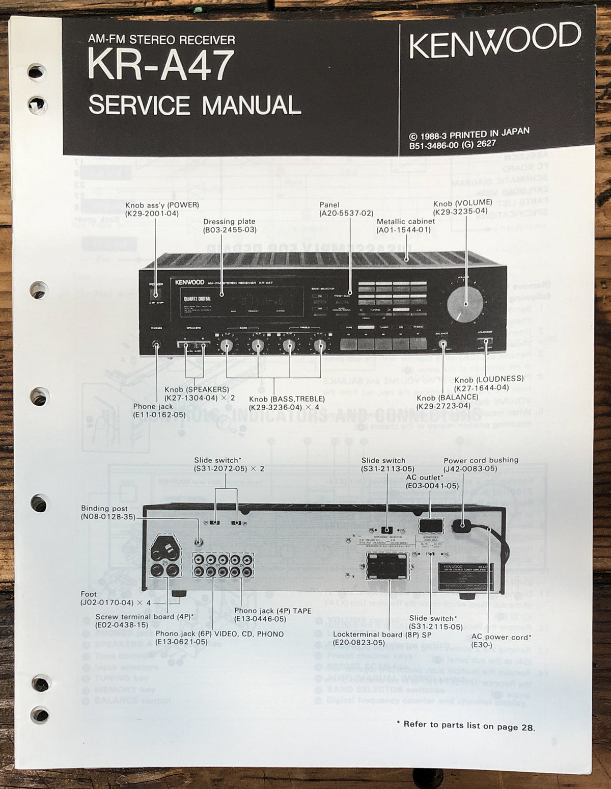 Kenwood KR-A47 Receiver  Service Manual *Original*