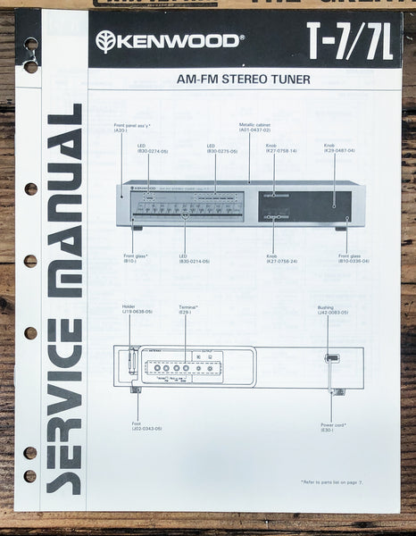 Kenwood T-7 T-7L Tuner  Service Manual *Original*