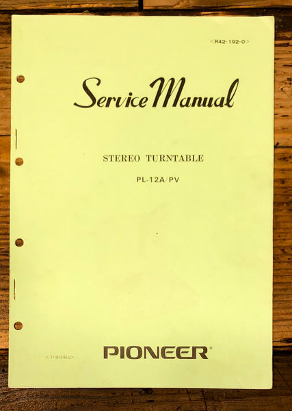 Pioneer PL-12A Record Player / Turntable Service Manual *Original*