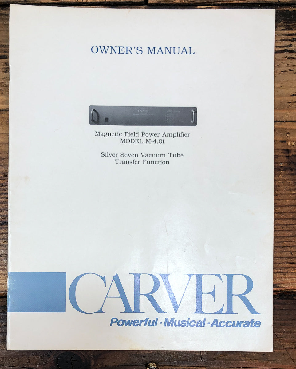 Carver M-4.0T Amplifier Owners / User Manual *Original*