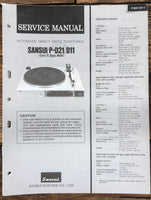 Sansui P-D11 P-D21 Record Player / Turntable  Service Manual *Original*