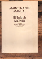 McIntosh MC240 MC-240 Amplifier Service Manual *Original*