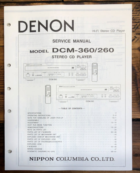Denon DCM-260 DCM-360 CD Player  Service Manual *Original*