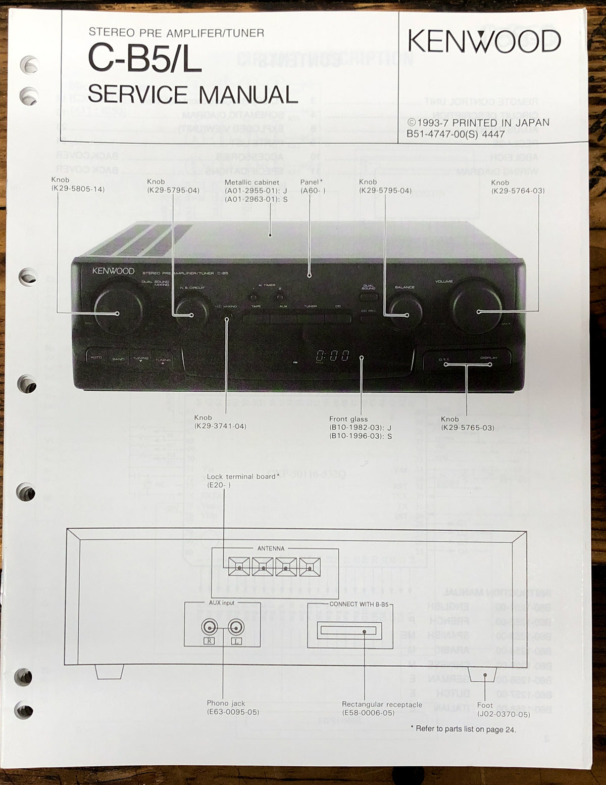 Kenwood C-B5 C-B5L Preamp / Tuner  Service Manual *Original*