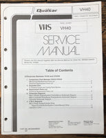 Quasar VH40 VCR Differences Service Manual *Original*