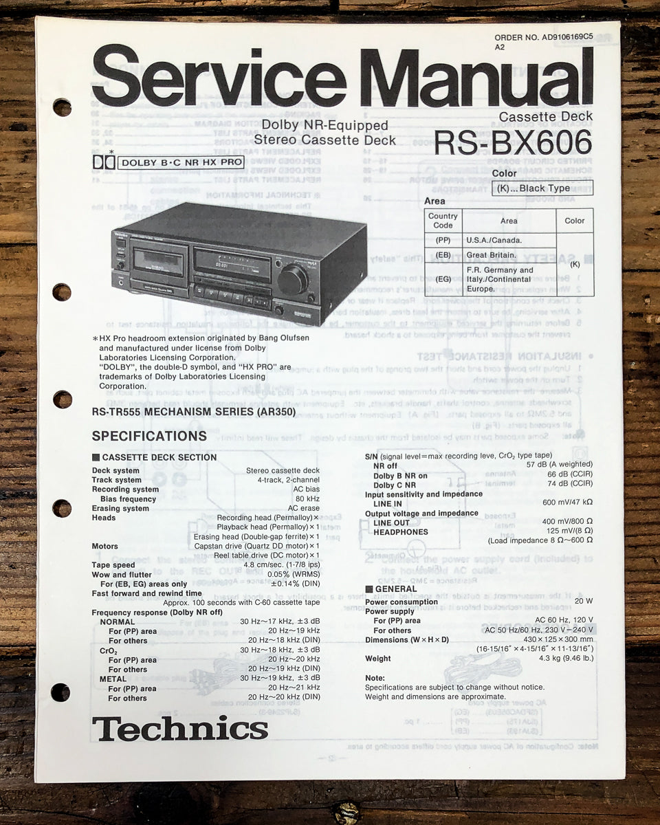 Technics RS-BX606 Cassette Service Manual *Original*