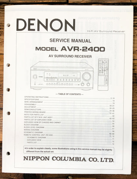 Denon AVR-2400 Receiver  Service Manual *Original*