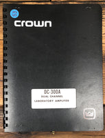 Crown DC-300A Amplifier  Owner / User Manual *Original*