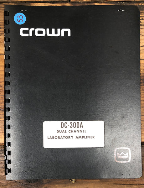 Crown DC-300A Amplifier  Owner / User Manual *Original*