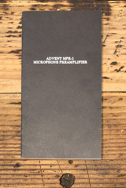 Advent MPR-1 Microphone Preamplifier / Preamp Owners / User Manual *Original*