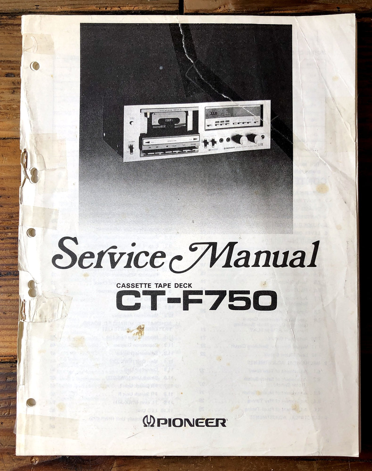 Pioneer CT-F750 Cassette Deck Service Manual *Original*