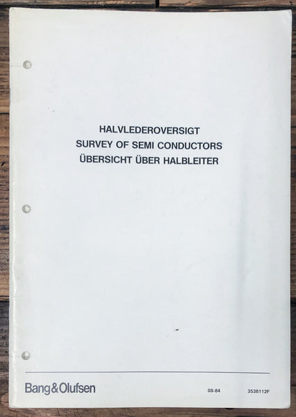 B&O Bang Olufsen Survey of Semi Conductors   Service Manual *Original*