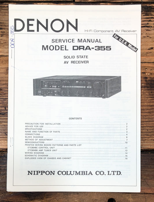 Denon DRA-355 Receiver Service Manual *Original*