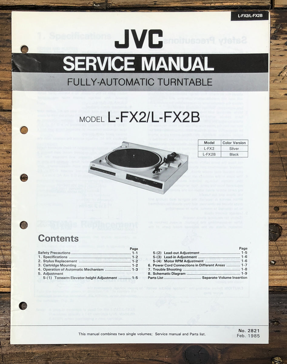 JVC L-FX2 L-FX2B Record Player / Turntable Service Manual *Original*