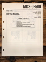 Sony MDS-JE500 MD Player Supp.Service Manual *Original*